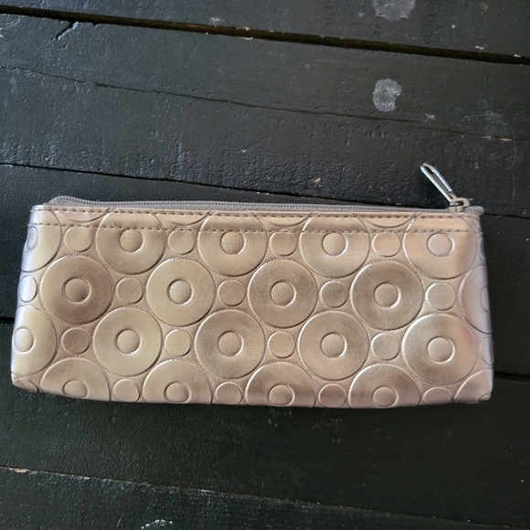 Trendies Metallic Rose Gold Sunglass Case Sunglasses Bag Circle Pattern - Picture 2 of 4